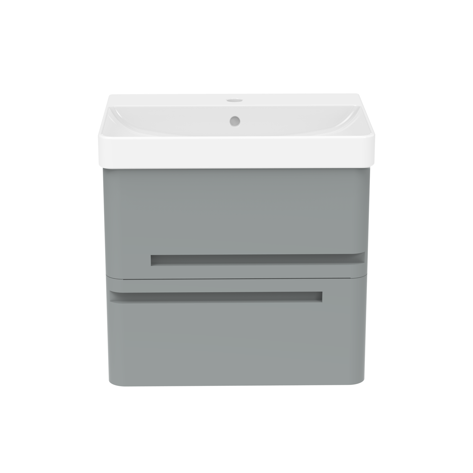 Bathroom 600mm Wall Hung 2 Drawer Vanity Unit with Basin - White or Grey - Balmorals London - The Bathroom Quarter