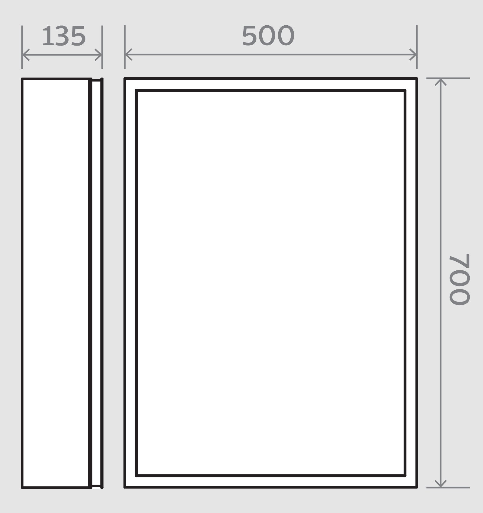 Led Mirror Cabinet 500 X 700 With Demister | Shaver Plug