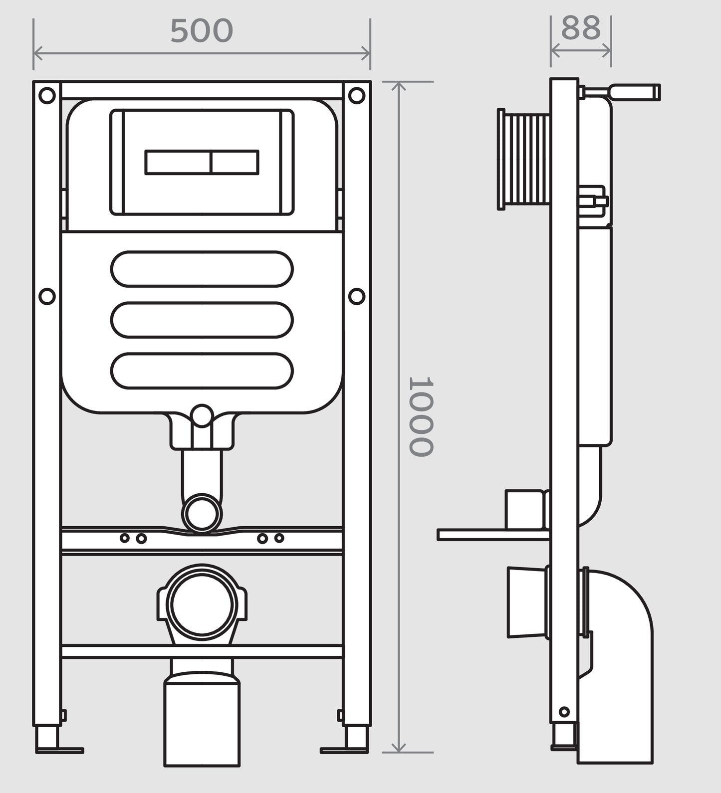 Concealed Cistern Frame with WRAS Approved Pneumatic Cistern Fitting - Warwick