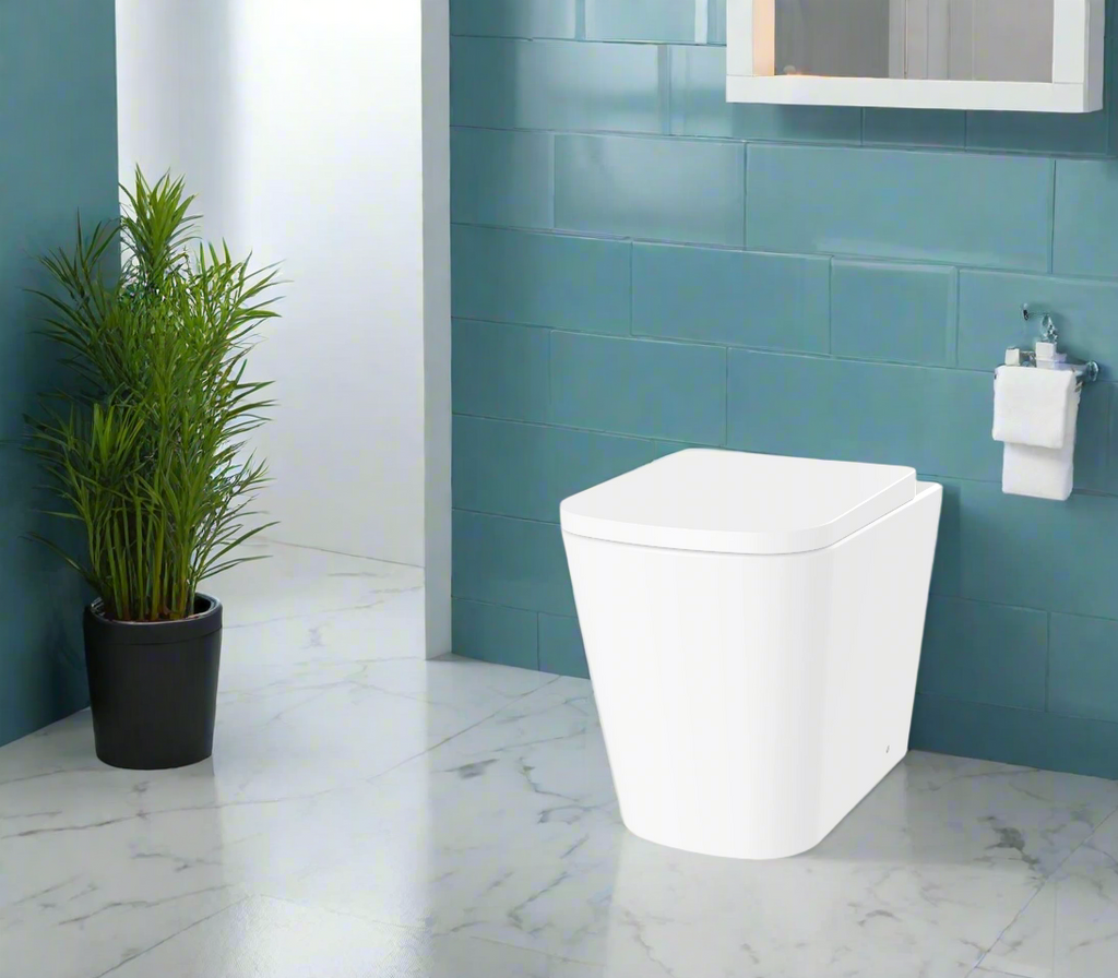 Rimless Back to Wall WC Pan & Seat - Unique Square Design - Holme - The Bathroom Quarter