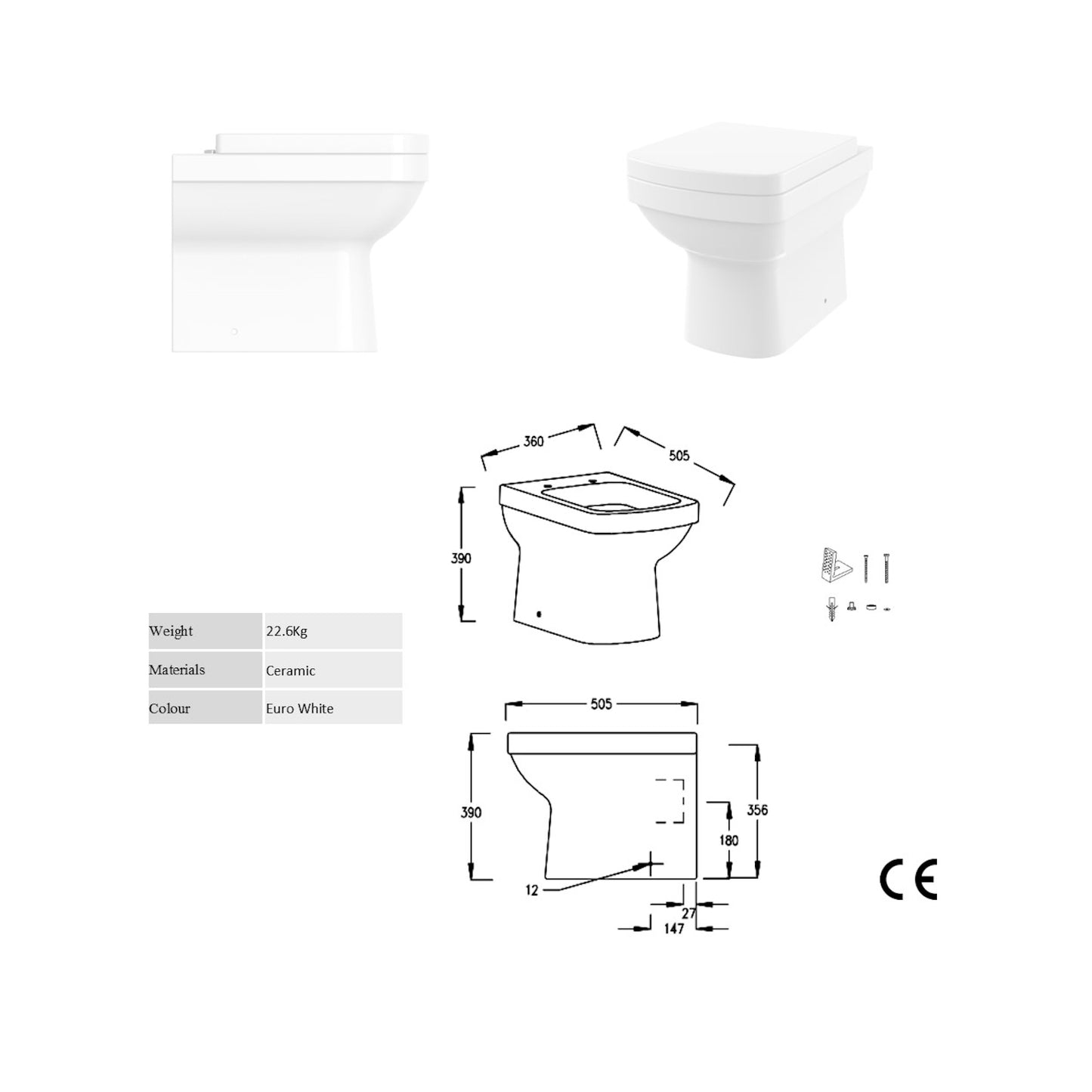 Minuto Rimless, Back To Wall Toilet + Soft Close Seat