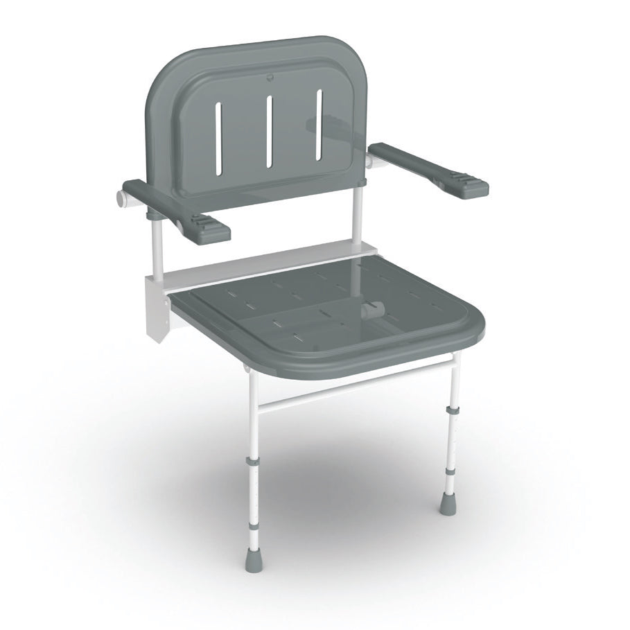 Shower chair with back rest arm and leg Grey - The Bathroom Quarter