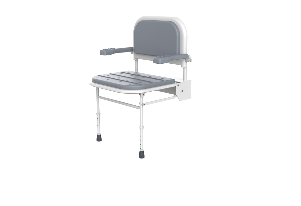 Shower chair with back rest arm and leg Grey - The Bathroom Quarter