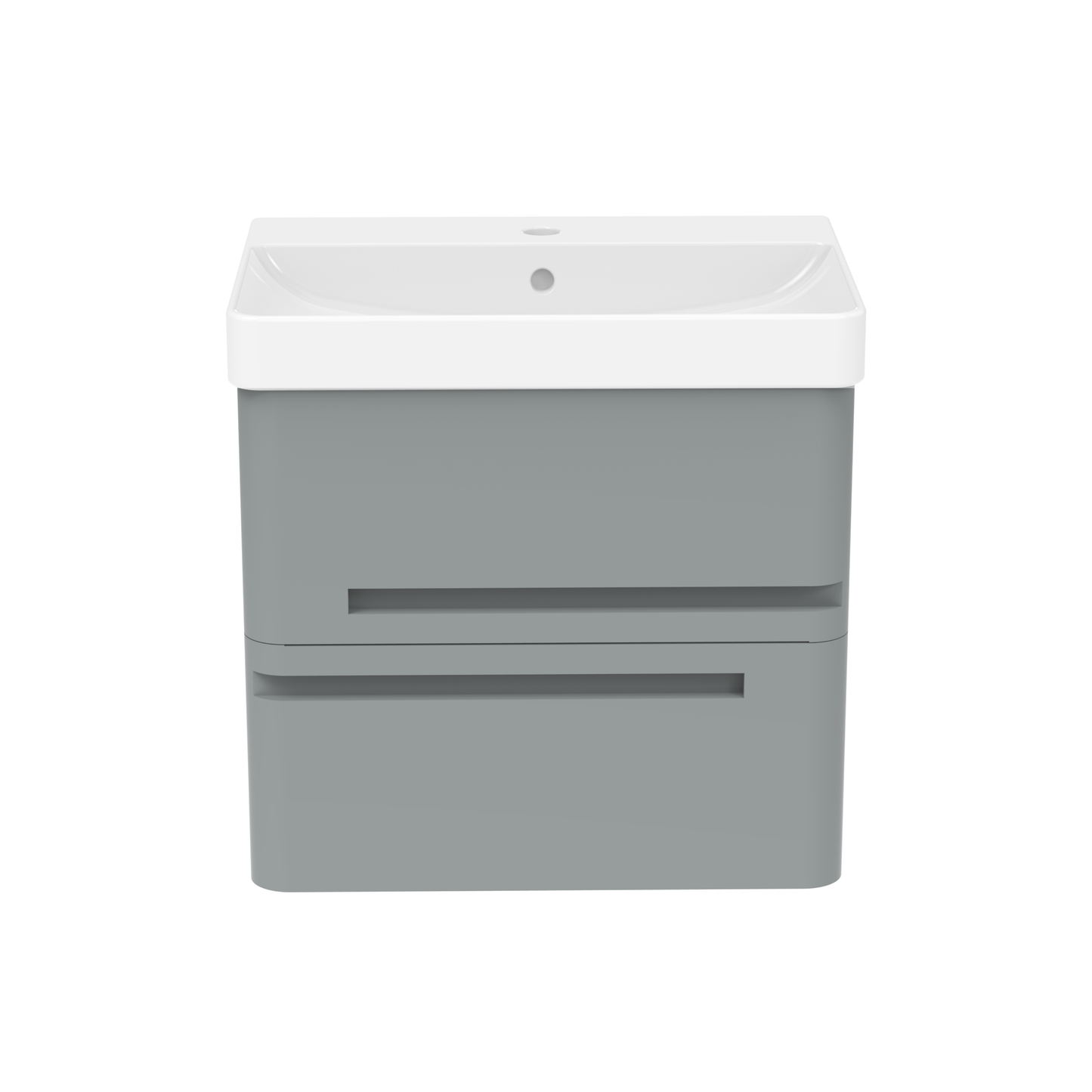 Bathroom 600mm Wall Hung 2 Drawer Vanity Unit with Basin - White or Grey - Balmorals London