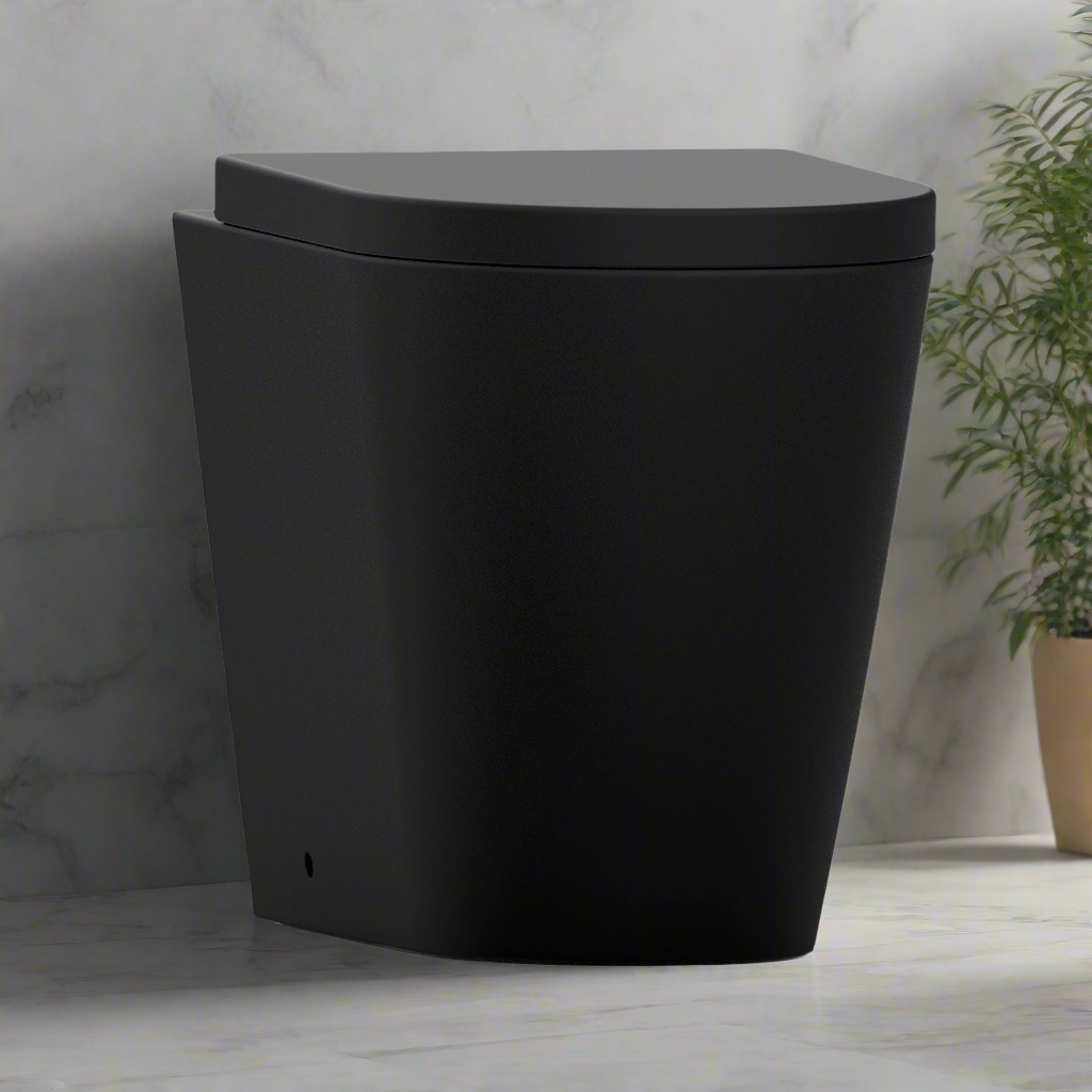 Nero - Comfort Height - Back To Wall Rimless Pan Matt Black Toilet - The Bathroom Quarter