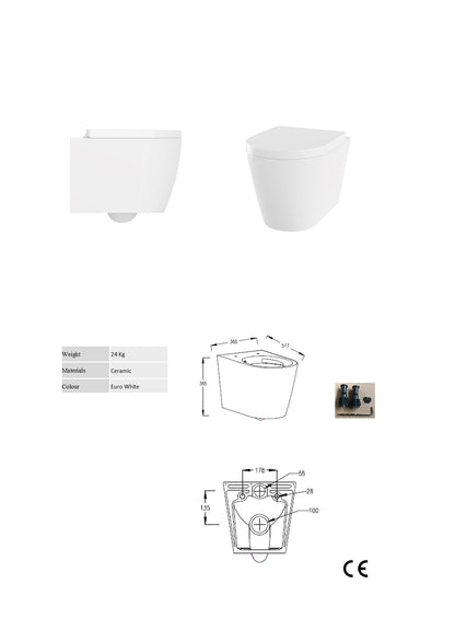 Rimless Wall Hung Pan & Seat - Barford