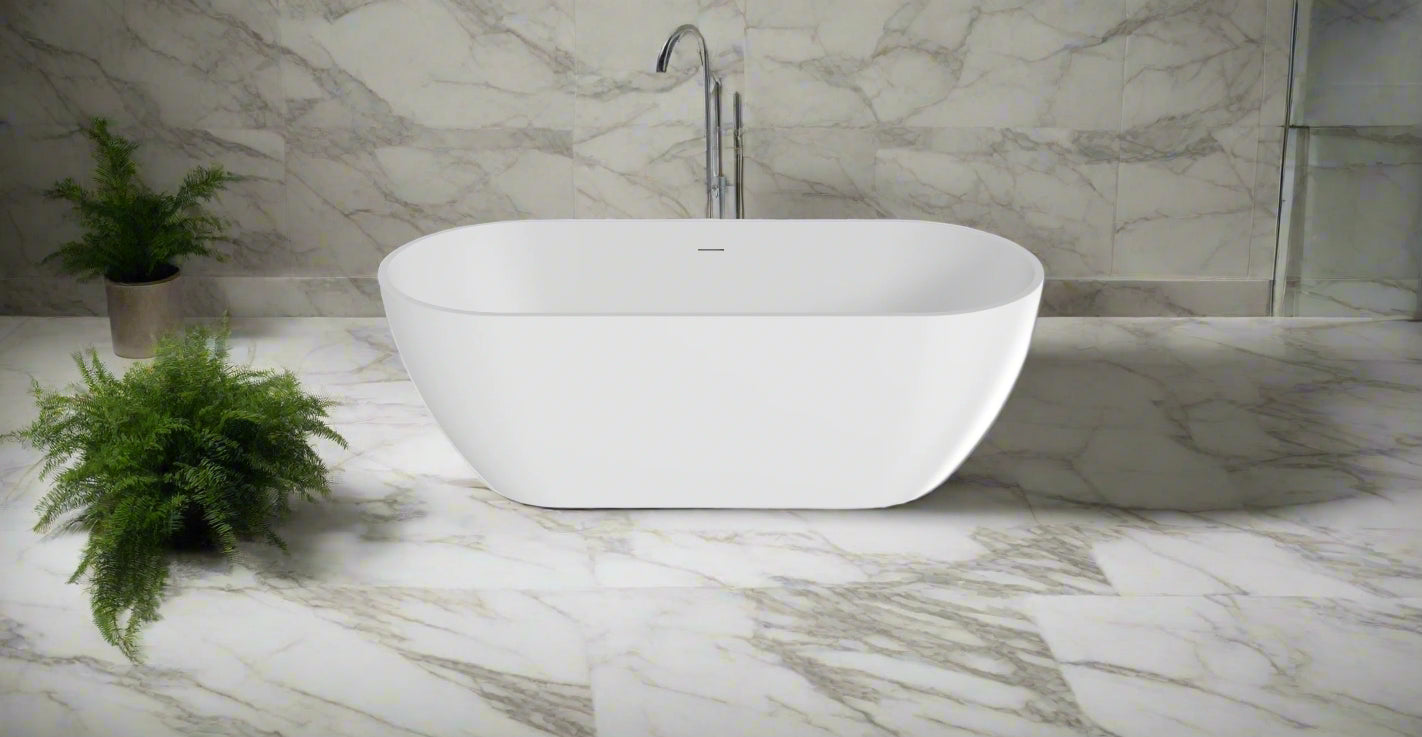 Freestanding 1650mm Oval Bath in White - The Bathroom Quarter