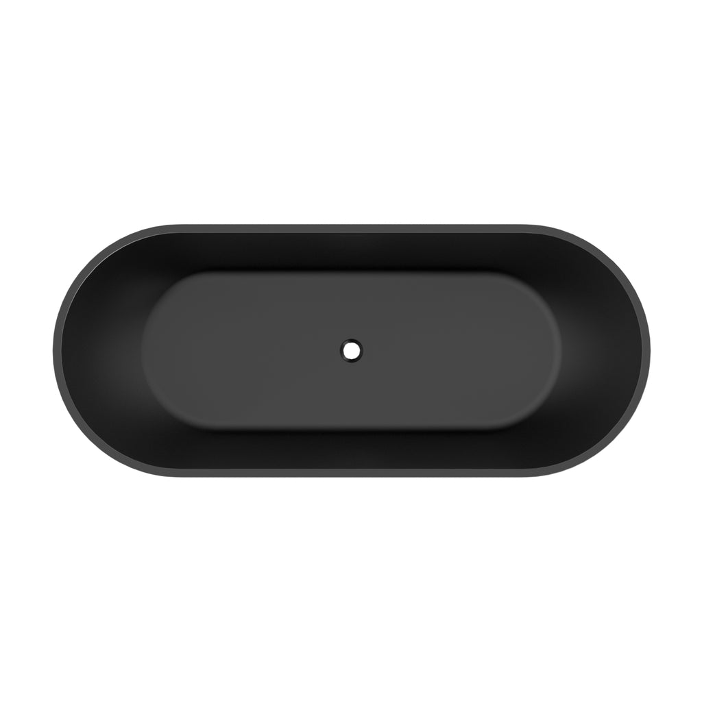 Freestanding 1650mm Oval Bath, Bathtub - Matt Black - The Bathroom Quarter