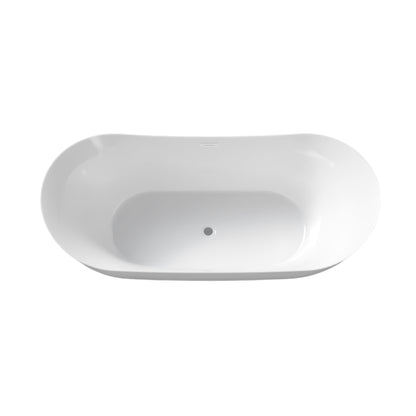 Freestanding 800 x 1800mm Oval Boat Bath in White -  Barford