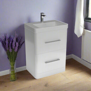 100% Waterproof 600 Floor Standing 2 Drawers Unit With Basin 580mm - The Bathroom Quarter