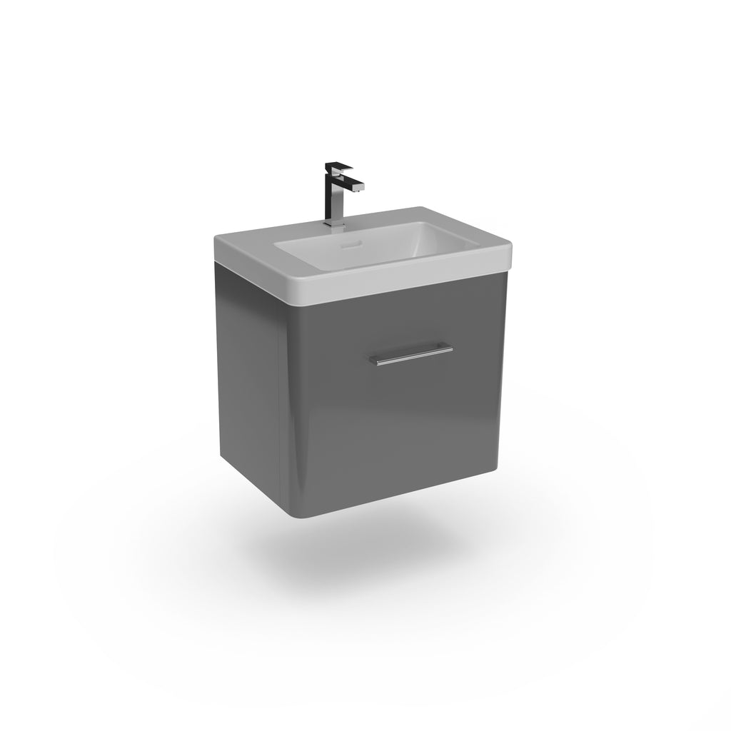 Bathroom 100% Waterproof 1 Drawer Wall Hung Unit With Basin 600mm - Balmorals London Form