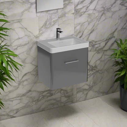 Bathroom 100% Waterproof 1 Drawer Wall Hung Unit With Basin 600mm - Balmorals London Form