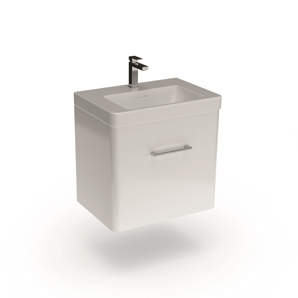 Bathroom 100% Waterproof 1 Drawer Wall Hung Unit With Basin 600mm - Balmorals London Form - The Bathroom Quarter