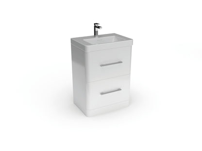 Bathroom 100% Waterproof Floor Standing 2 Drawers Unit With Basin 600mm - Balmorals London Form