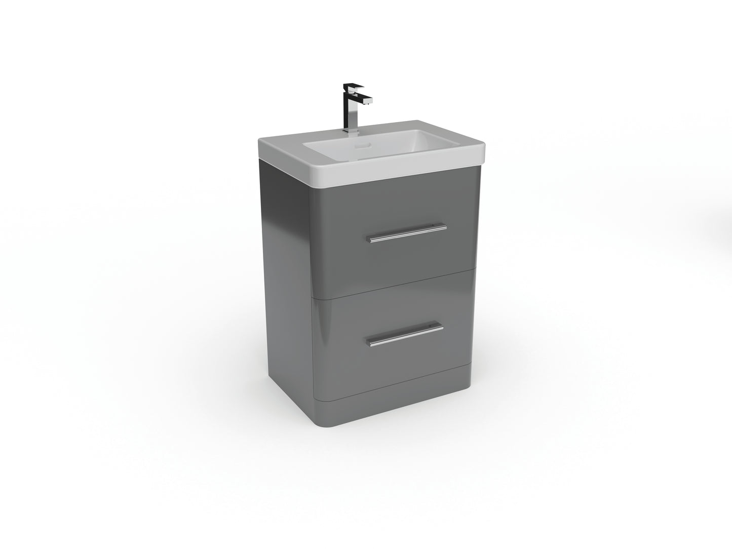 Bathroom 100% Waterproof Floor Standing 2 Drawers Unit With Basin 600mm - Balmorals London Form