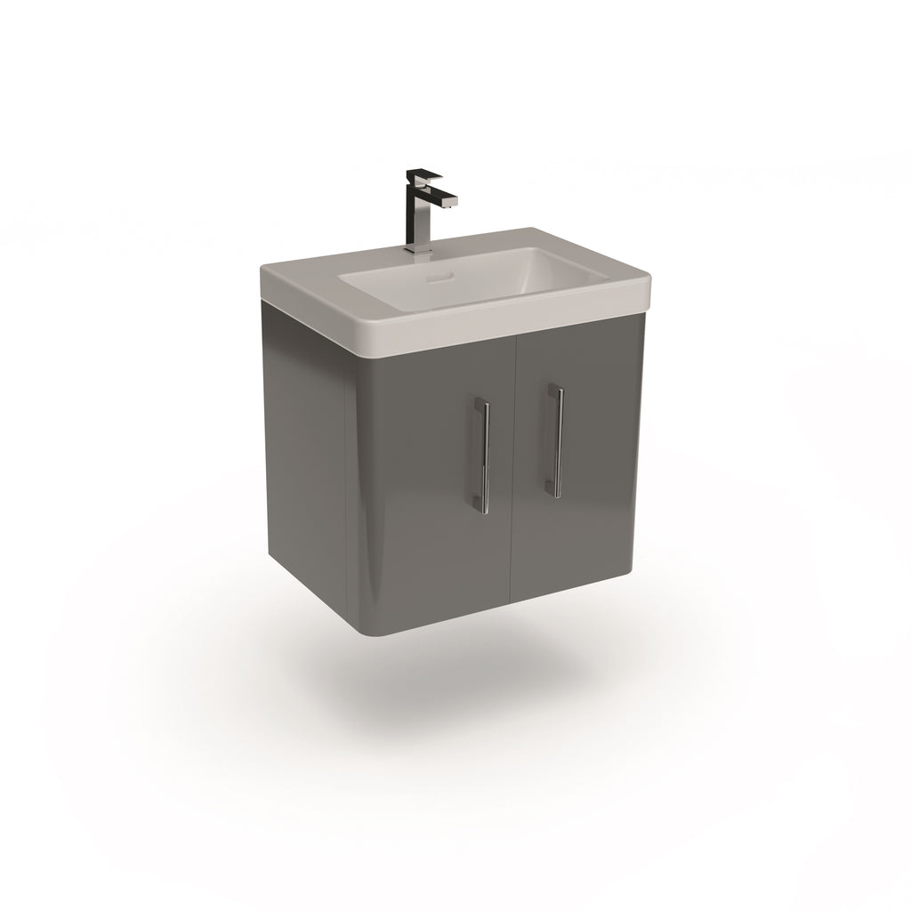 100% Waterproof 2 Door 600 Vanity Unit With Basin 580mm - The Bathroom Quarter