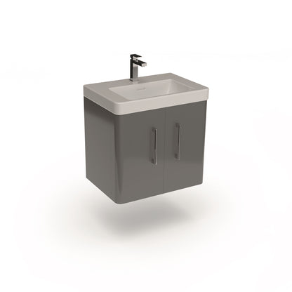 Bathroom Wall Hung 100% Waterproof 2 Doors Vanity Unit With Basin 600mm Balmorals London Form