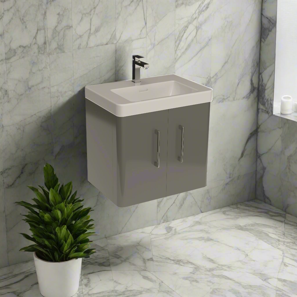 100% Waterproof 2 Door 600 Vanity Unit With Basin 580mm - The Bathroom Quarter