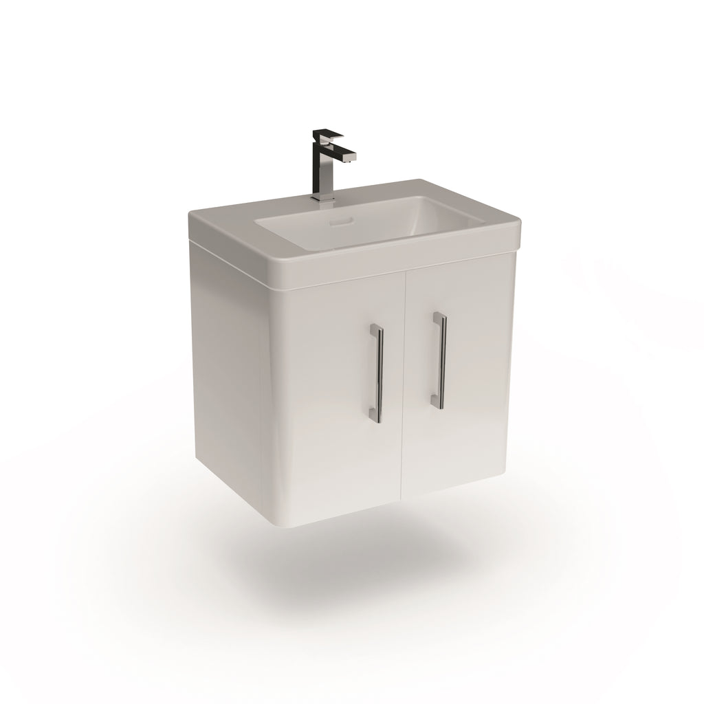 100% Waterproof 2 Door 600 Vanity Unit With Basin 580mm - The Bathroom Quarter