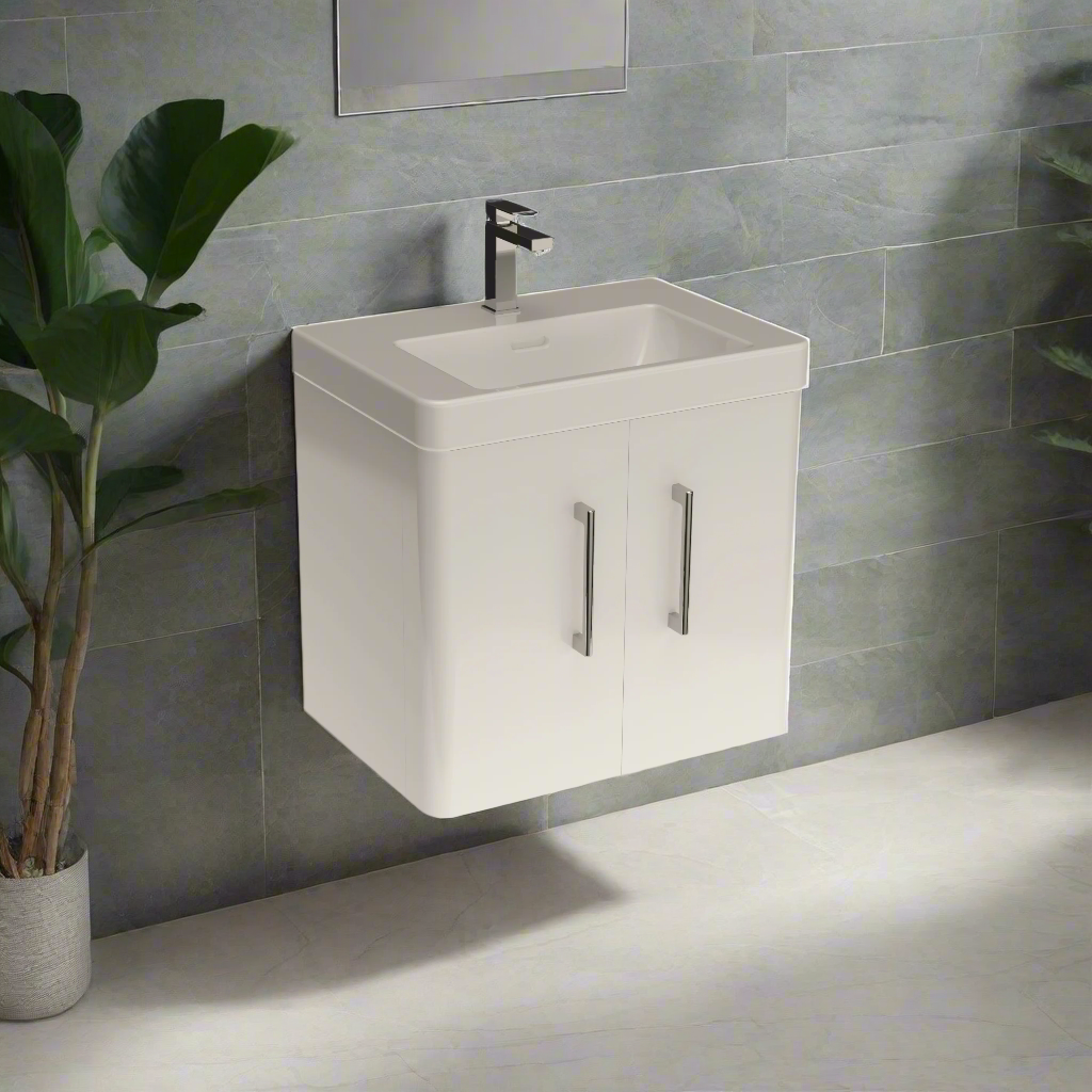 100% Waterproof 2 Door 600 Vanity Unit With Basin 580mm - The Bathroom Quarter