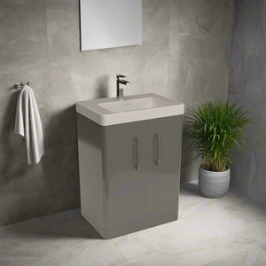 100% Waterproof Floorstanding Vanity Unit With Ceramic Basin 600mm - The Bathroom Quarter