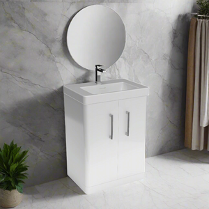 100% Waterproof Floorstanding Vanity Unit With Ceramic Basin 600mm - The Bathroom Quarter