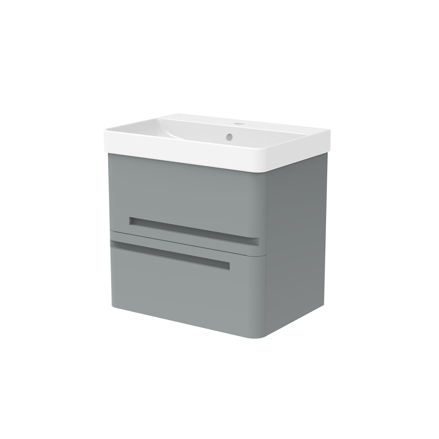 Bathroom 600mm Wall Hung 2 Drawer Vanity Unit with Basin - White or Grey - Balmorals London