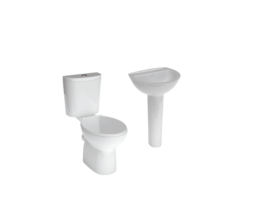 Kontrax Value 4 Piece Bathroom Suite Rimless Toilet Basin Pedestal