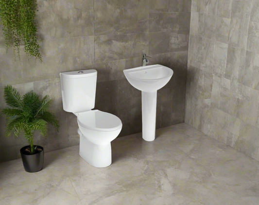 Warwick - 4 Piece Bathroom Suite Rimless Toilet Basin Pedestal