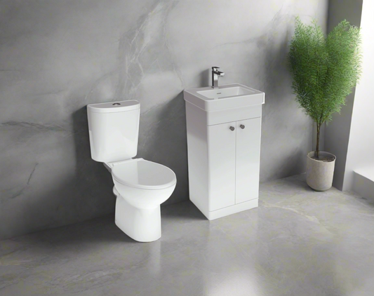 4 Piece Bathroom Suite Rimless Toilet Vanity Wash Basin - Warwick