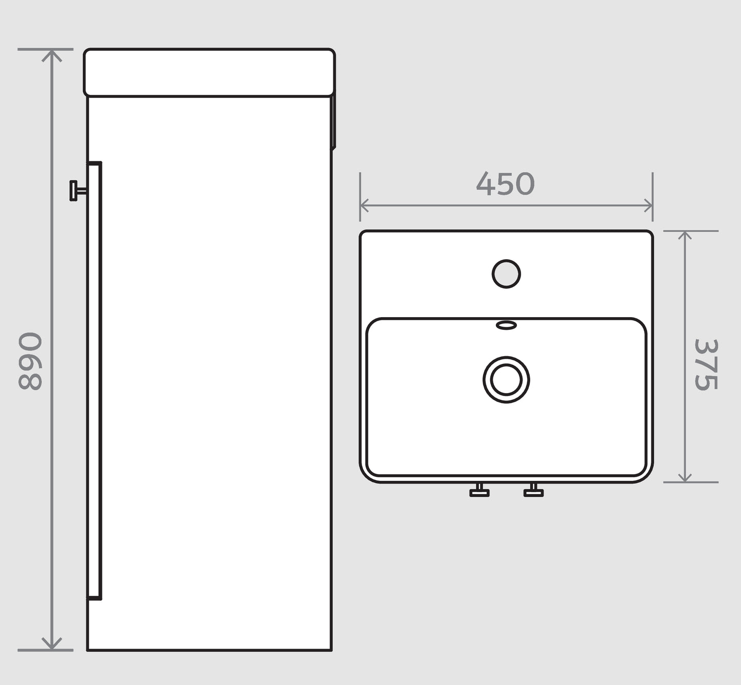 GAMME 600 - Floor-standing 450 Bathroom Vanity Unit with Wash Basin
