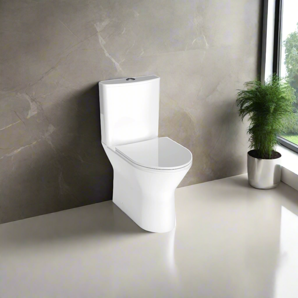 Wallace - Rimless Close Coupled WC Set, Flush to Wall (Short Projection) - The Bathroom Quarter