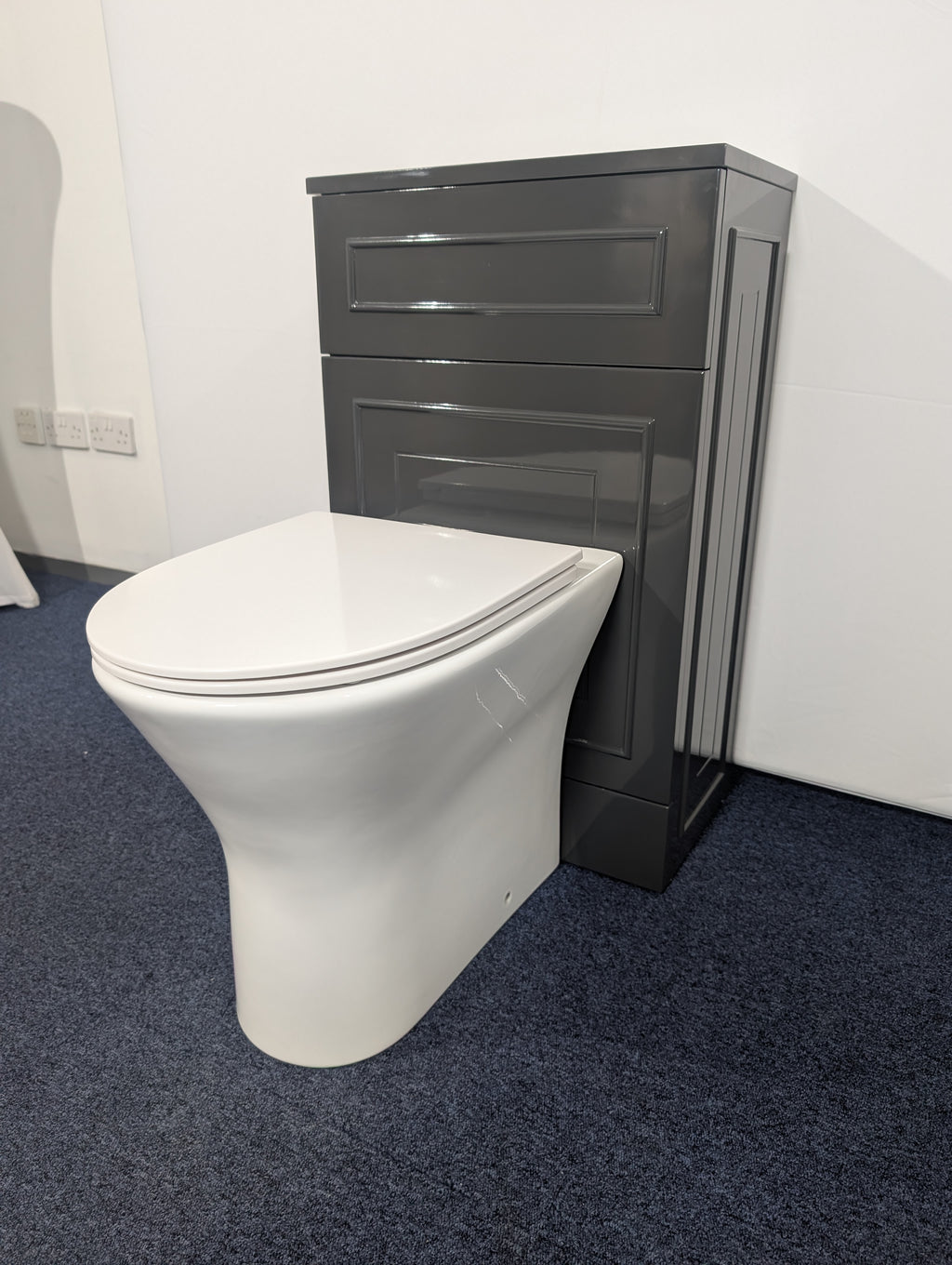 Wallace - Rimless BTW WC with SEAT with Gloss Grey BTW unit complete with concealed cistern - The Bathroom Quarter