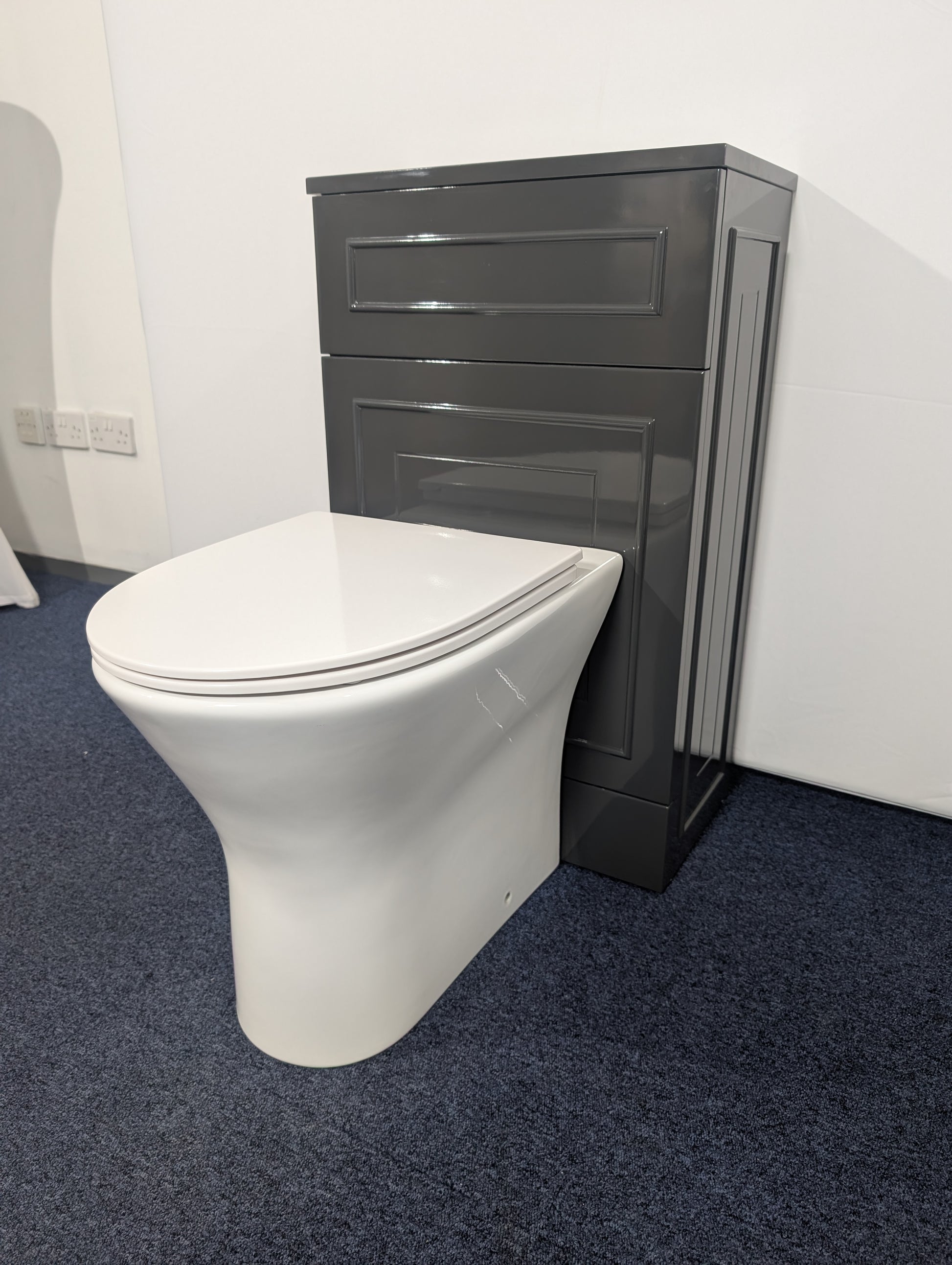 Wallace - Rimless BTW WC with SEAT with Gloss Grey BTW unit complete with concealed cistern - The Bathroom Quarter