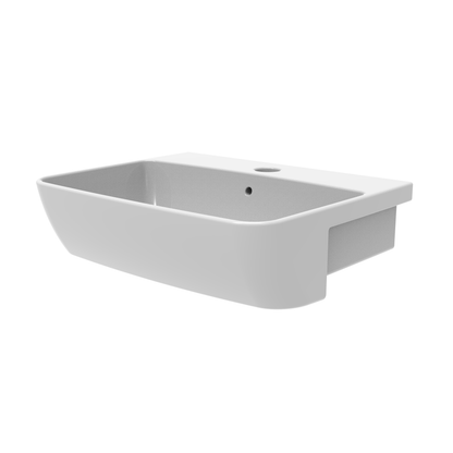 Wallace - 550mm Semi Recessed Wash Basin with 1 Tap Hole