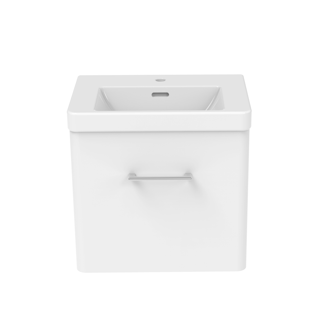 Bathroom 100% Waterproof 1 Drawer Wall Hung Unit With Basin 600mm - Balmorals London Form - The Bathroom Quarter