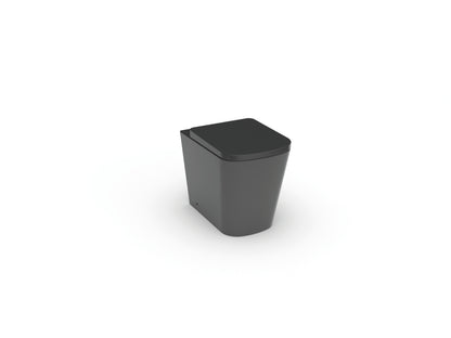 Rimless Black Back to Wall WC Pan & Seat - Unique Square Design - Holme