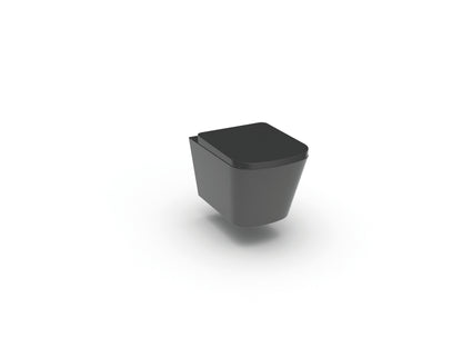 Black wall hung pan & soft close seat - Unique Square Design - Holme