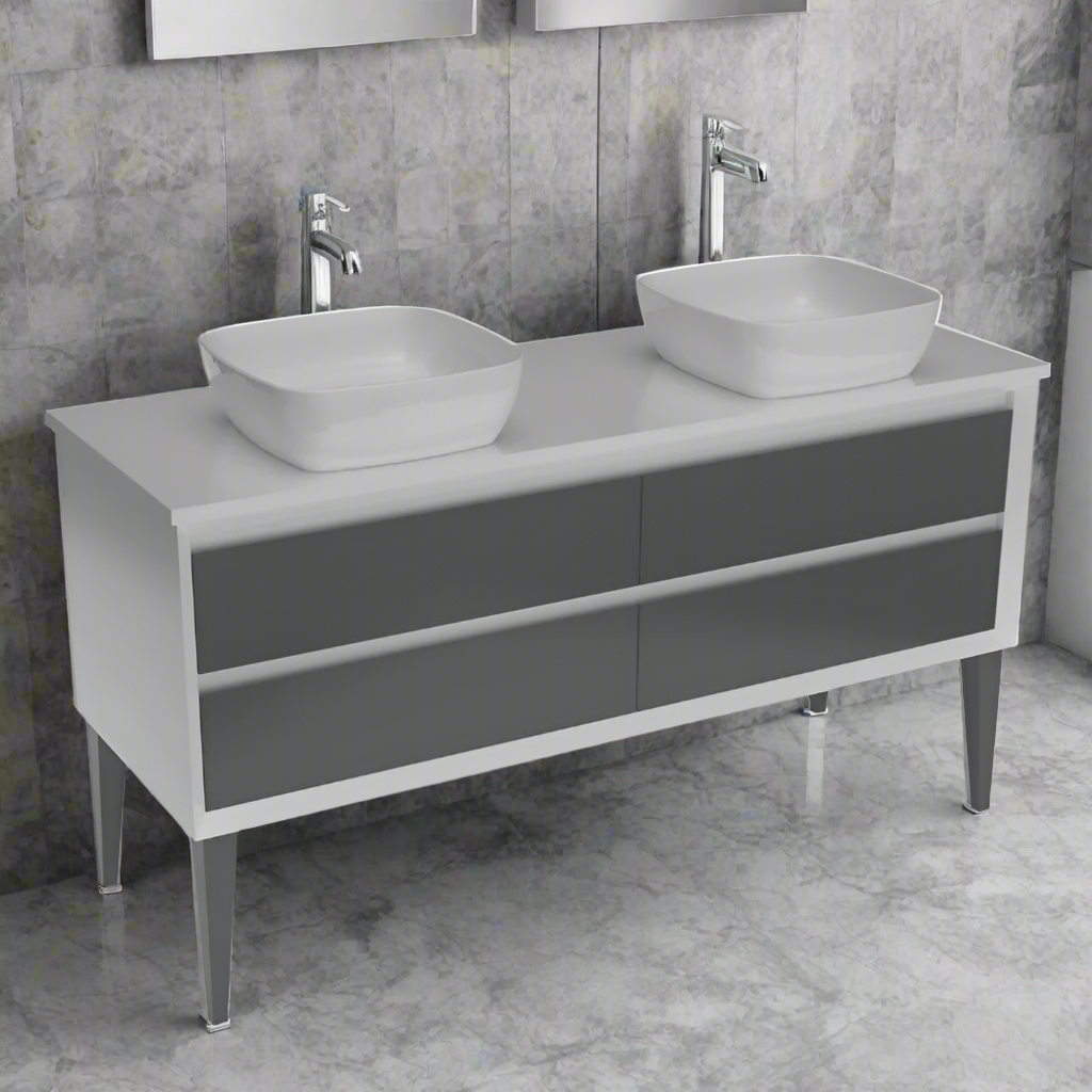 Wall Hung or Freestanding Bathroom Dual Basin Vanity Unit - 1380mm - Copenhagen Aurora - The Bathroom Quarter