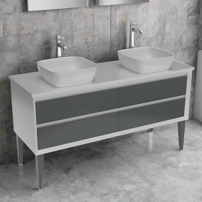 Wall Hung / Freestanding Bathroom  Dual Basin Vanity Unit - 1380mm - Copenhagen Aurora