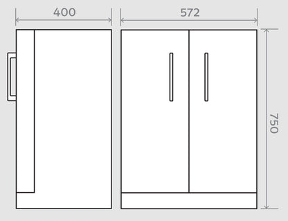 Bathroom 100% Waterproof Floor / Freestanding Vanity 2 Doors Unit With Ceramic Basin 600mm - Balmorals London Form