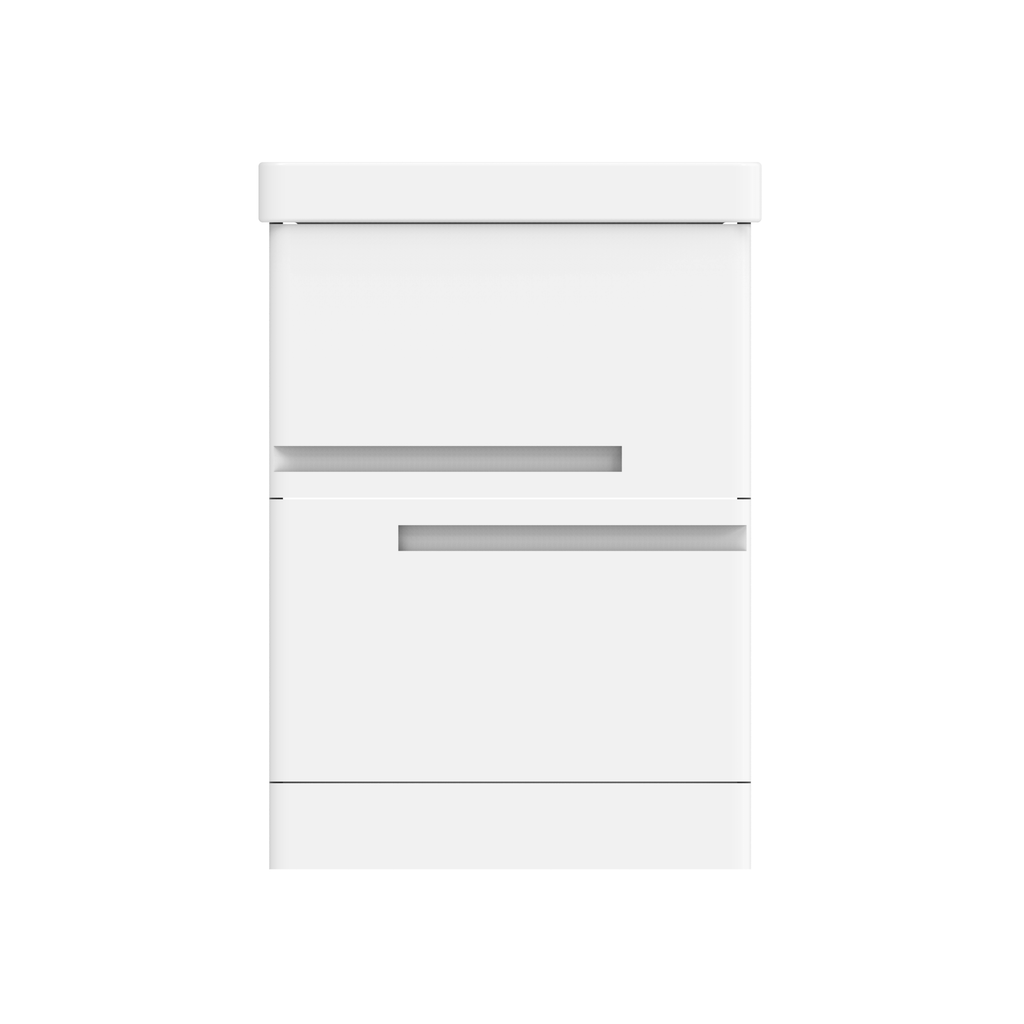 Whisper 600 Floor Standing 2 Drawer Vanity Unit with Basin - White or Grey - The Bathroom Quarter