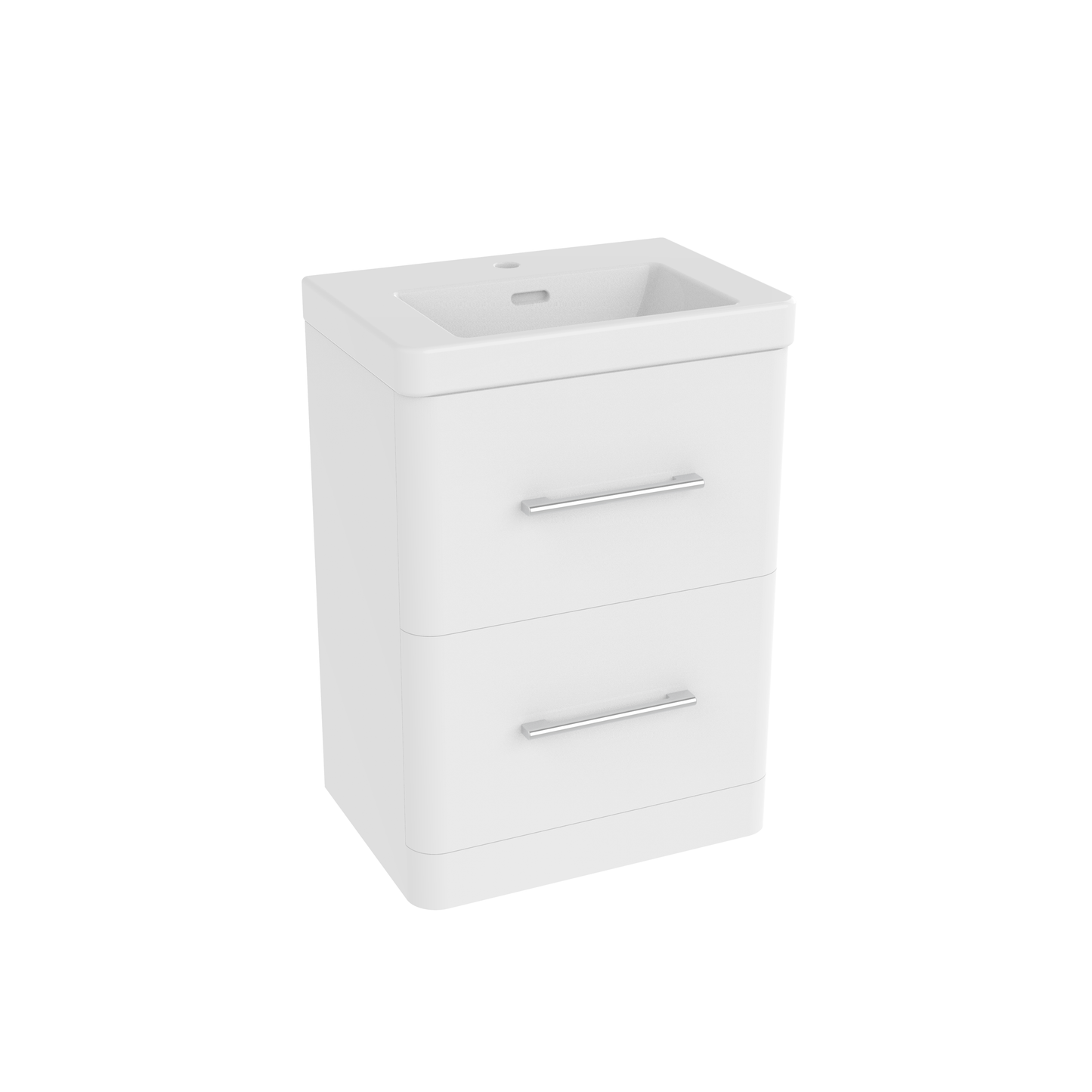 Bathroom 100% Waterproof Floor Standing 2 Drawers Unit With Basin 600mm - Balmorals London Form