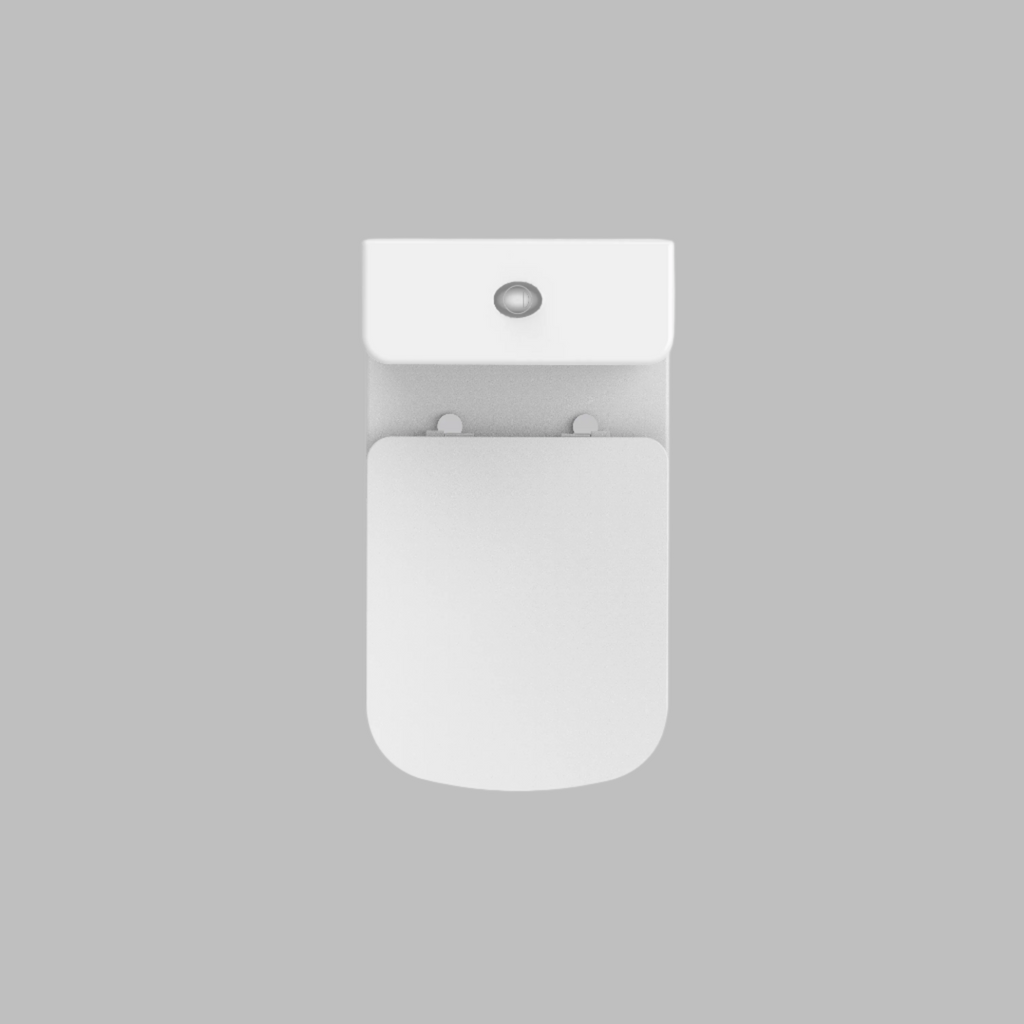 Rimless Close Coupled WC Pan, Cistern, Seat, Back to Wall Set - WRAS Approved - Unique Square Design - Holme
