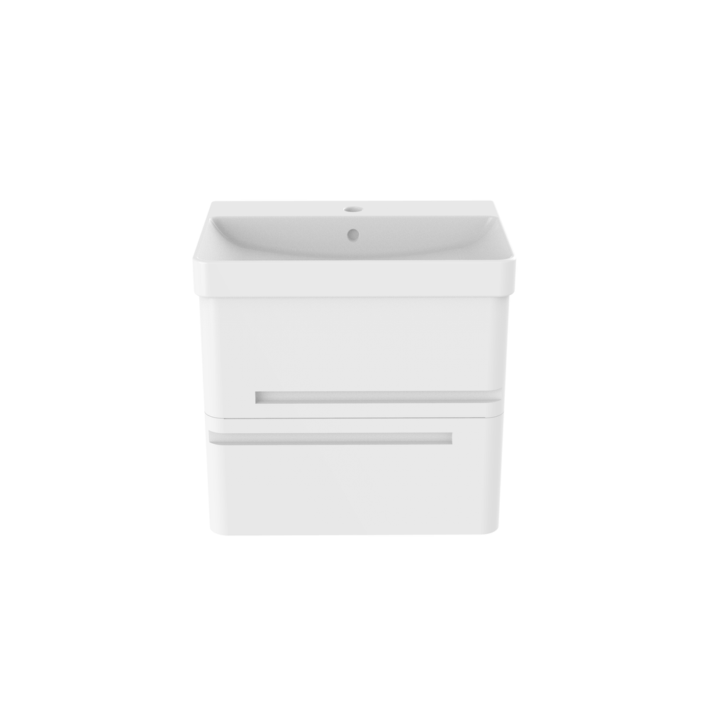 Wall Hung 2-Drawer 450mm Vanity Unit with Basin - White or Grey - Wallace