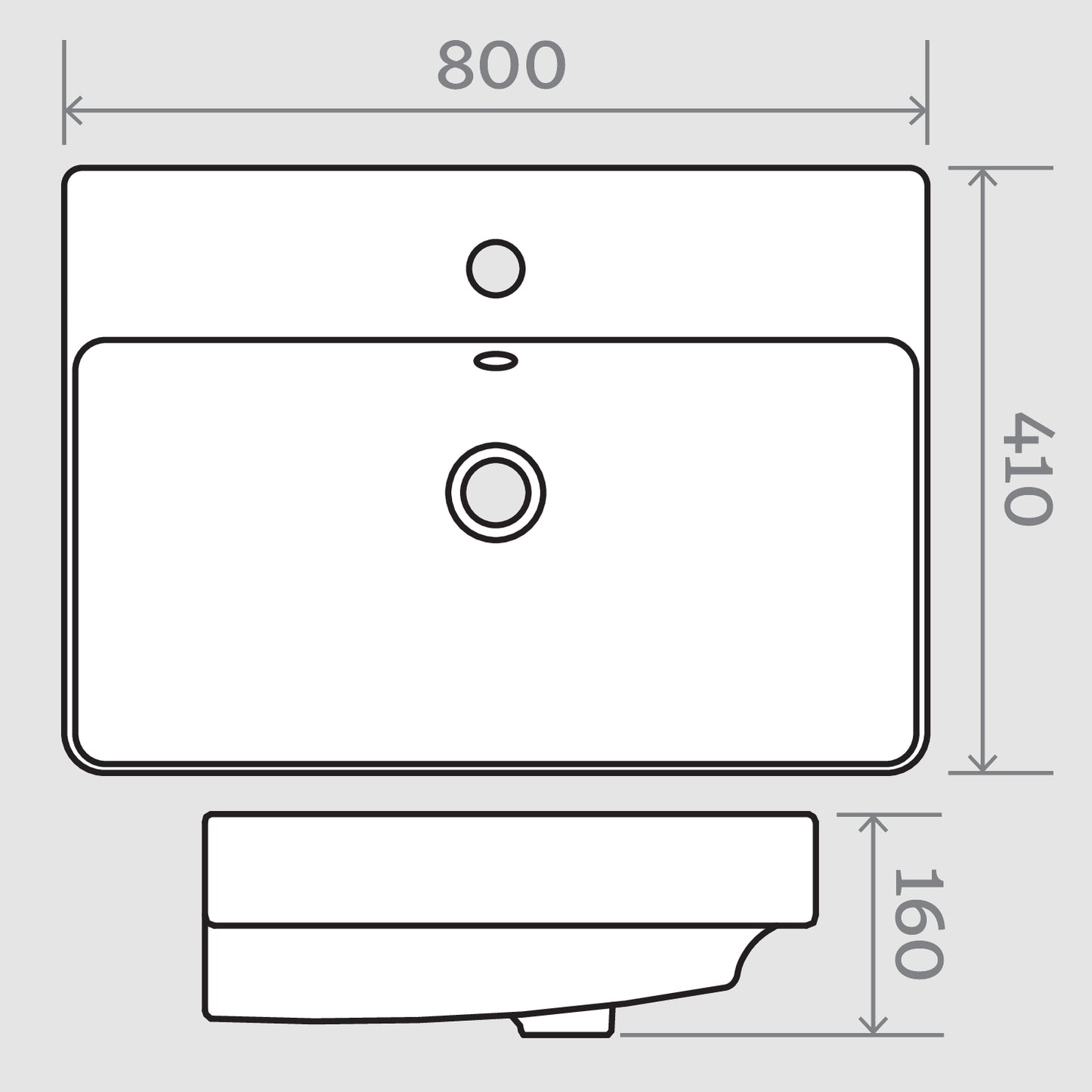 Wallace - 800mm Wash Basin with 1 Tap Hole