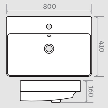 Wallace - 800mm Wash Basin with 1 Tap Hole