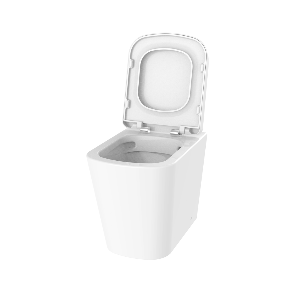 Rimless Back to Wall WC Pan & Seat - Unique Square Design - Holme - The Bathroom Quarter
