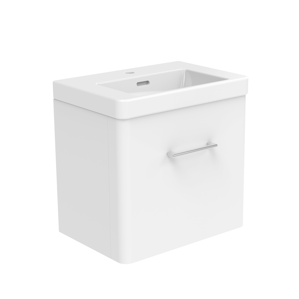 Bathroom 100% Waterproof 1 Drawer Wall Hung Unit With Basin 600mm - Balmorals London Form - The Bathroom Quarter