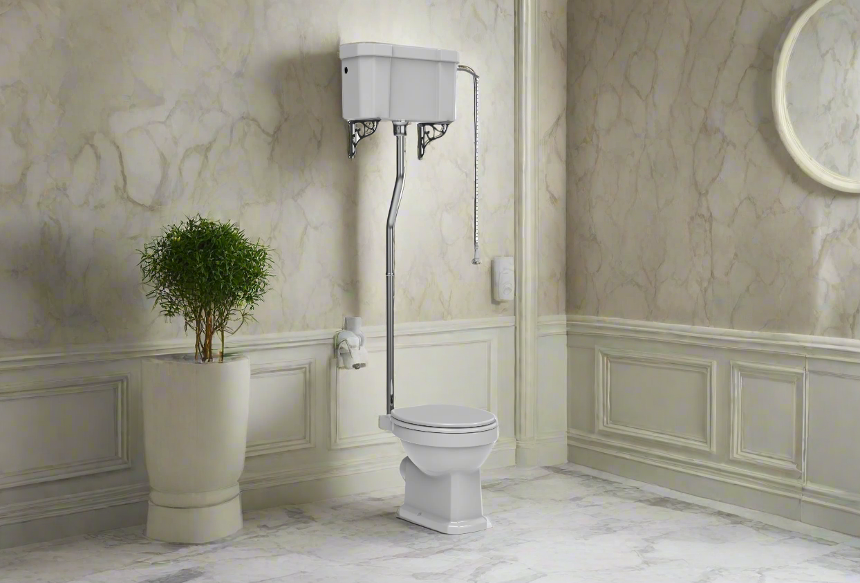High Level WC Traditional Toilet Set Life Photo